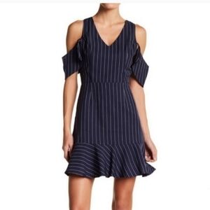 J.O.A.  mini dress Fit & Flare pinstripe size large V neck